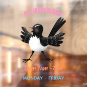 Australian Willie Wagtail cartoon Raamsticker (Vel 2)