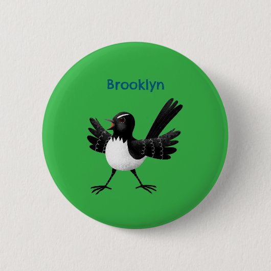 Australian Willie Wagtail cartoon Ronde Button 5,7 Cm (Voorkant)