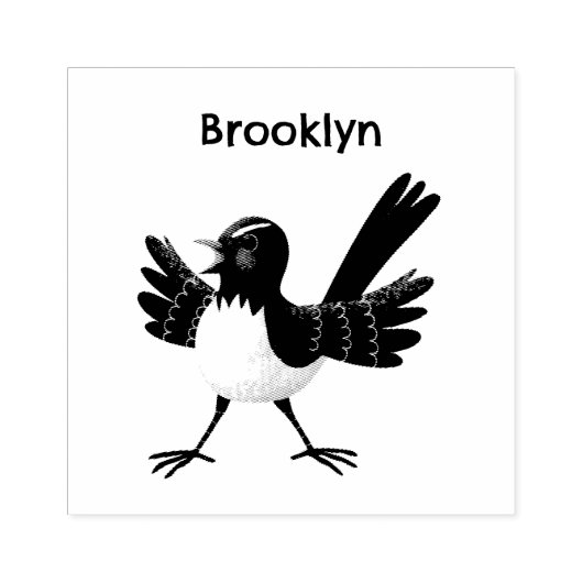 Australian Willie Wagtail cartoon Rubberstempel (Afrduk)