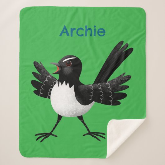 Australian Willie Wagtail cartoon Sherpa Deken (Voorkant)