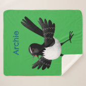 Australian Willie Wagtail cartoon Sherpa Deken (Voorkant (horizontaal))