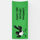 Australian Willie Wagtail cartoon Spandoek (Verticaal)