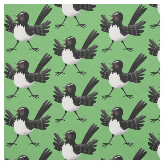 Australian Willie Wagtail cartoon Stof (Swatch)