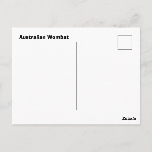 Australian Wombat Briefkaart (Achterkant)