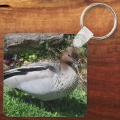 Australian Wood Duck in Tranquil Garden Sleutelhanger (Achterkant)