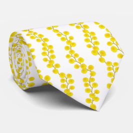 Australian Yellow Wattle Flowers Stripe Pattern Stropdas