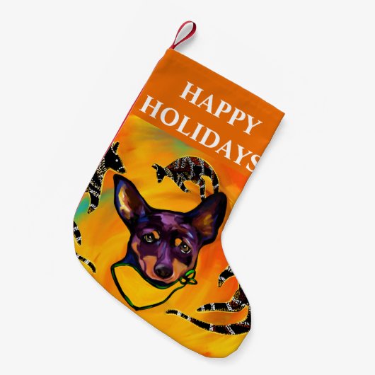 AUSTRALIANSE KELPIE  KLEINE KERSTSOK (Voorkant (Hangend))