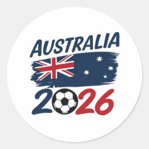 Australië 2026 Voetbalfan Design Vlagkleuren Ronde Sticker
