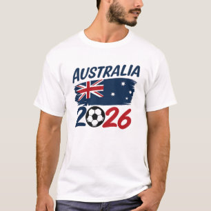 Australië 2026 Voetbalfan Design Vlagkleuren T-shirt
