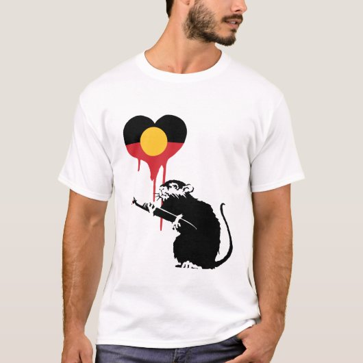 Australië Aboriginal Vlag met liefde rat T-shirt (Voorkant)