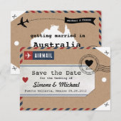Australië Air Mail Bagage Label Bewaar Datum met K Save The Date (Voorkant / Achterkant)