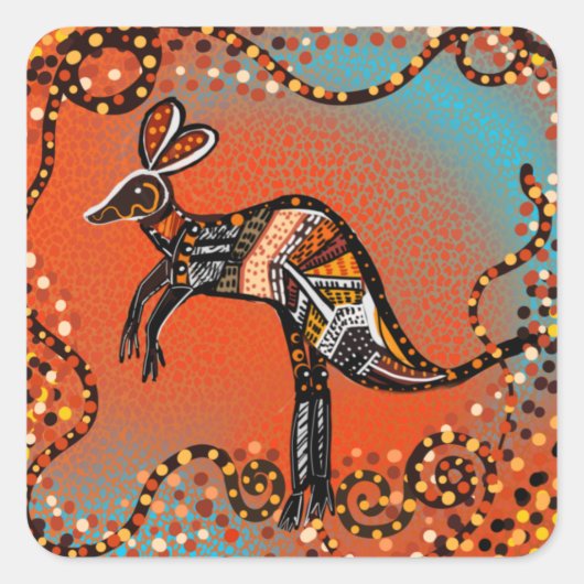 AUSTRALIË ART VIERKANTE STICKER (Voorkant)