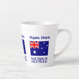 Australië Australische Vlag Blauw Gepersonaliseerd Latte Mok