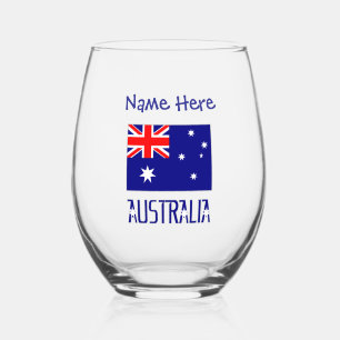 Australië Australische Vlag Blauw Personalisatie  Wijnglas Zonder Voet
