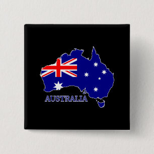 Australië Australische vlag kaart reizen Vierkante Button 5,1 Cm