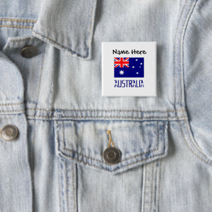 Australië Australische Vlag Zwart Personalisatie  Vierkante Button 5,1 Cm