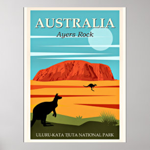 Australië, Ayers Rock, vintage-poster Poster