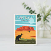 Australië, Ayers Rock, vintage reisposter Briefkaart (Staand voorkant)