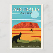 Australië, Ayers Rock, vintage reisposter Briefkaart (Voorkant)