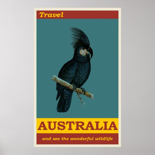 Australië Black Cockatau Bird Vintage Revel Poster (Voorkant)