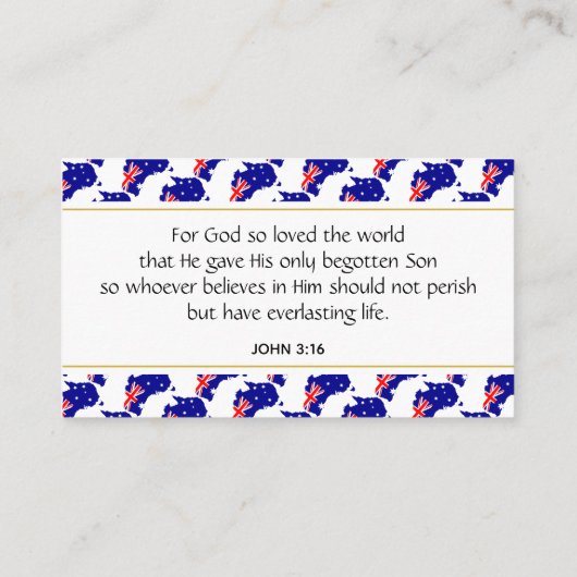 AUSTRALIË Christelijke Manuscript John 3:16 Visitekaartje (Achterkant)
