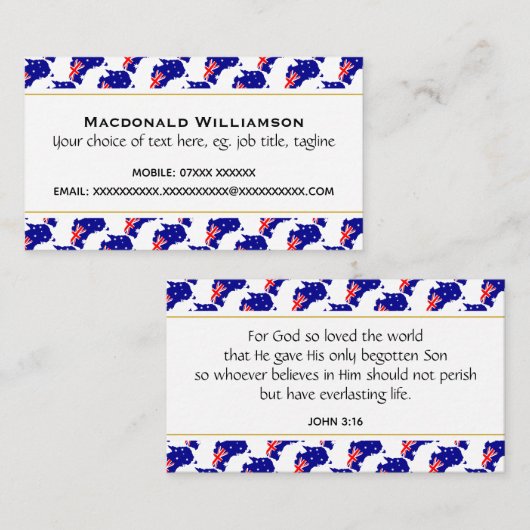AUSTRALIË Christelijke Manuscript John 3:16 Visitekaartje (Voorkant / Achterkant)