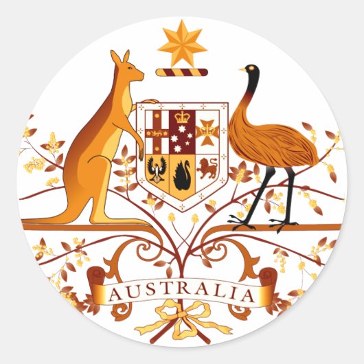Australië COA Brown Ronde Sticker (Voorkant)