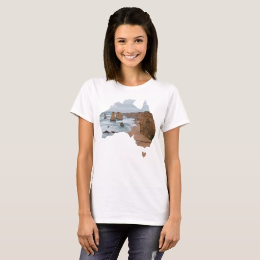 Australië Country Shape Apostles Great Ocean Road T-shirt (Voorkant volledig)