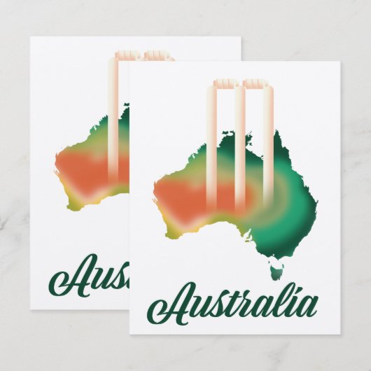 Australië Cricket-kaart. (Voorkant / Achterkant)