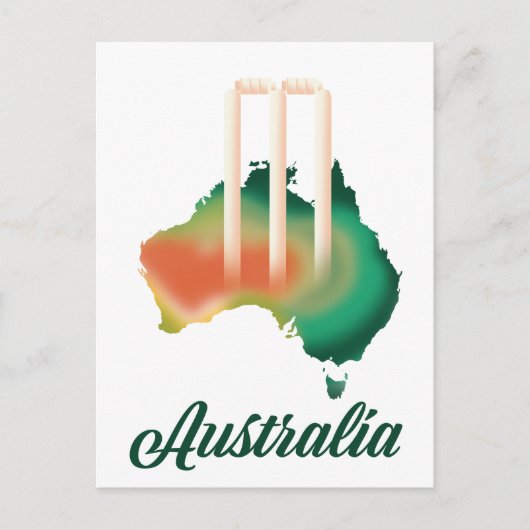 Australië Cricket-kaart. Briefkaart (Voorkant)
