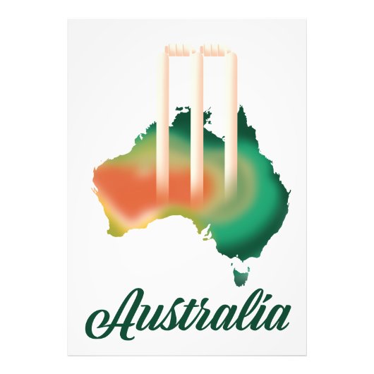 Australië Cricket kaart. Foto Afdruk (Voorkant)