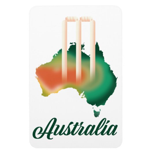 Australië Cricket-kaart. Magneet (Verticaal)