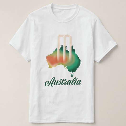 Australië Cricket kaart. T-shirt (Design voorkant)