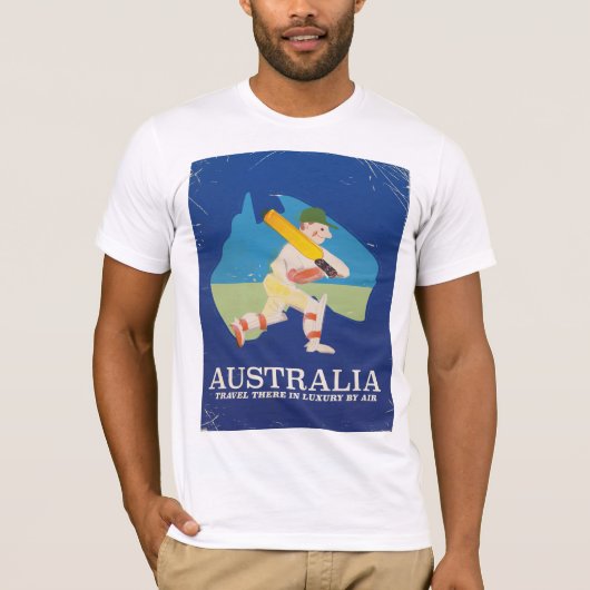 Australië Cricket Vintage reisposter T-shirt (Voorkant)