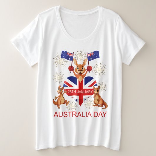 AUSTRALIË DAG 26 JANUARI, KANGAROOS, VROUWEN GROTE MAAT T-SHIRT (Design voorkant)