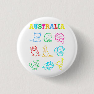Australië Dag Peuter Shirt Grappige Dieren Austral Ronde Button 3,2 Cm