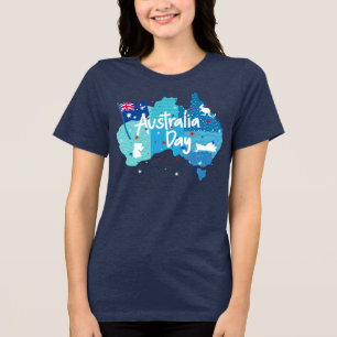 Australië Dag Shimmer Kaart Women's Tri-blend T-sh Shirt