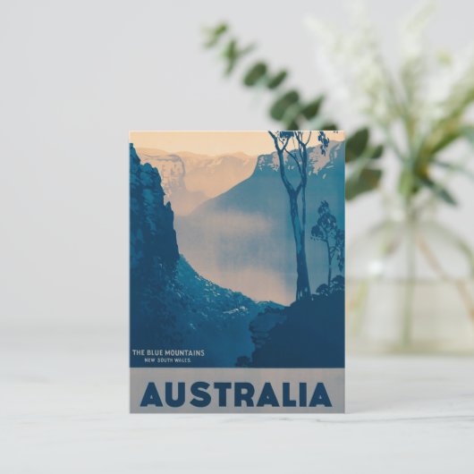 Australië, de blauwbergen Vintage-reis Briefkaart (Staand voorkant)