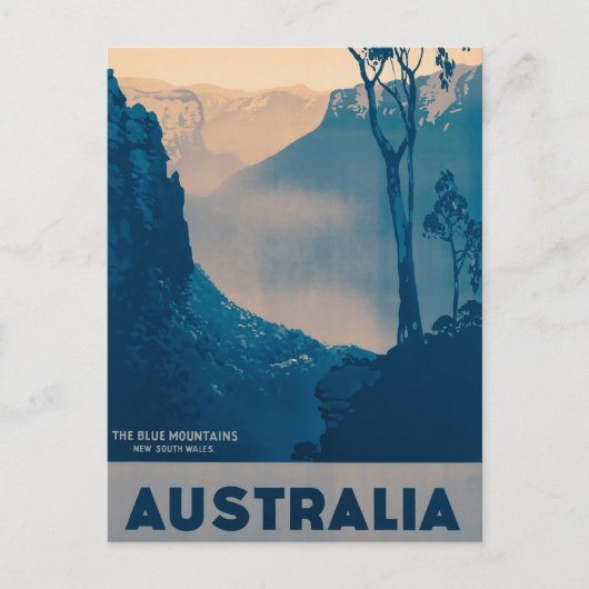 Australië, de blauwbergen Vintage-reis Briefkaart (Voorkant)