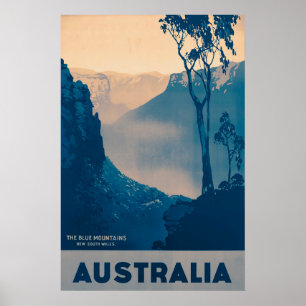 Australië, de blauwbergen Vintage-reis Poster