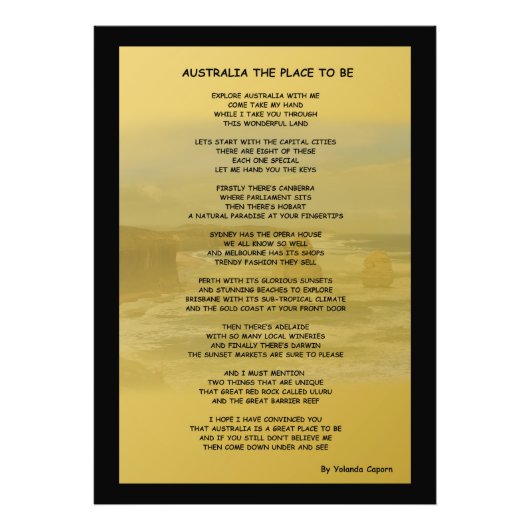 Australië de plaats om Foto Uitbreiding te worden Afdruk (Voorkant)