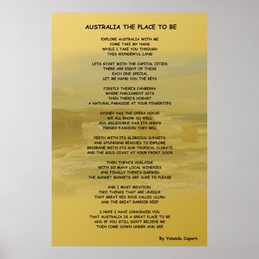 Australië de plaats om Poster te worden (Voorkant)