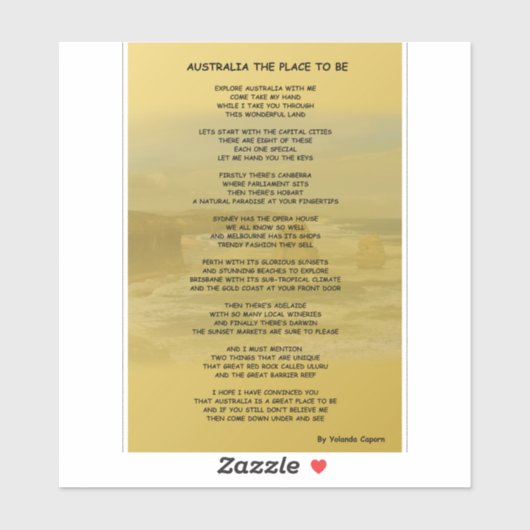 Australië de plaats om sticker te zijn (Vel)