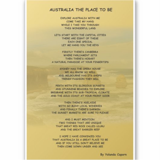 Australië de plaats om sticker te zijn (Voorkant)