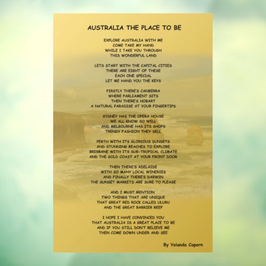 Australië de Plaats om Venster te zijn het Kopen Raamsticker (Vel 3)