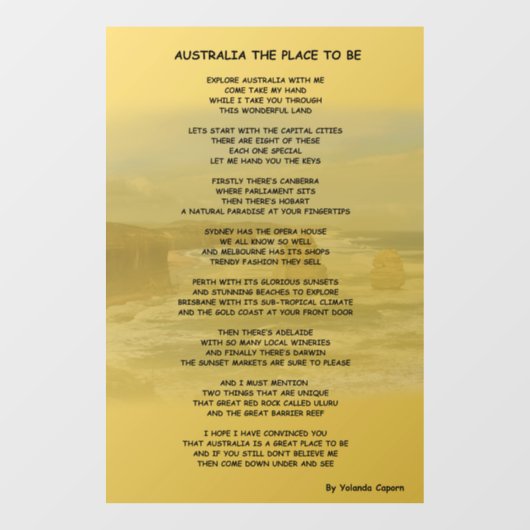 Australië de Plaats om Venster te zijn het Kopen Raamsticker (Vel)