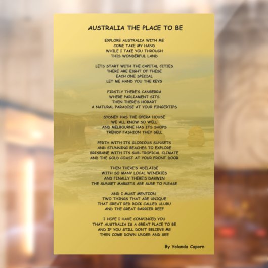 Australië de Plaats om Venster te zijn het Kopen Raamsticker (Vel 2)