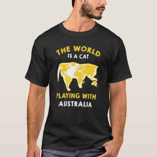 Australië de wereld is een kattenspel met Australi T-shirt (Voorkant)