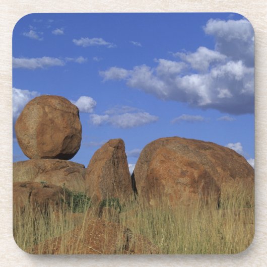 Australië, Devil's Marbles. Bolvormig zandsteen Bier Onderzetter (Voorkant)
