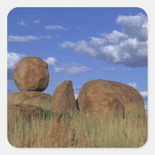 Australië, Devil's Marbles. Bolvormig zandsteen Vierkante Sticker